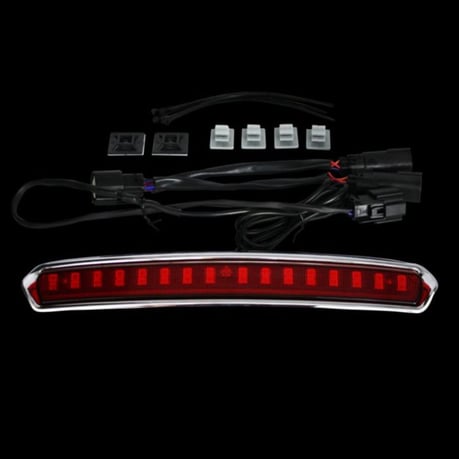 Custom Dynamics Tour-Pak LED-dekselverlichting – chroom, rode lens – miniatuur 2