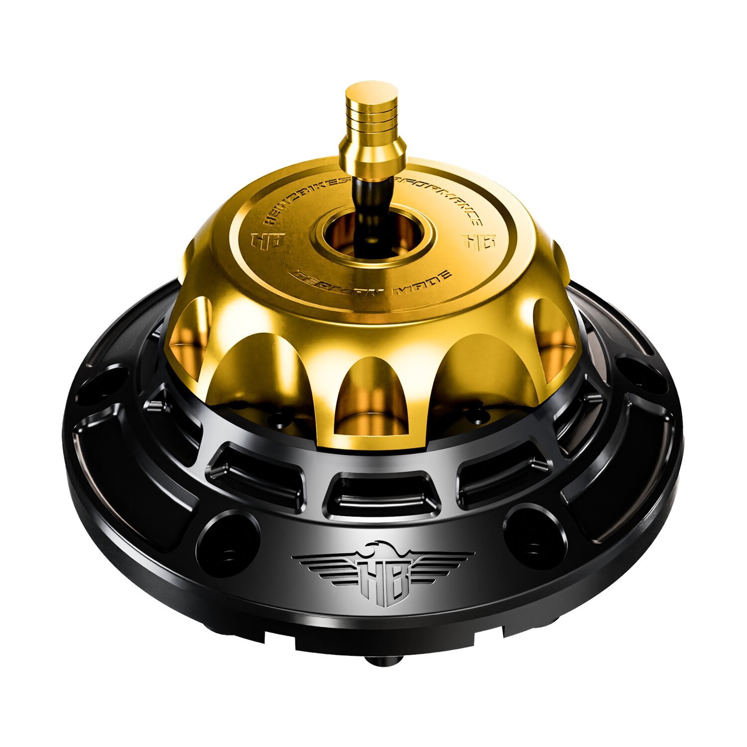 HeinzBikes, 'Performance' vented gas cap set. Black/Gold