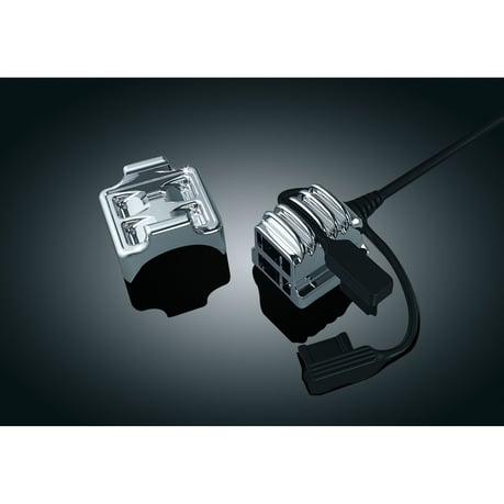 Kuryakyn dubbele USB-lader voor stuur – chroom – afbeelding 1