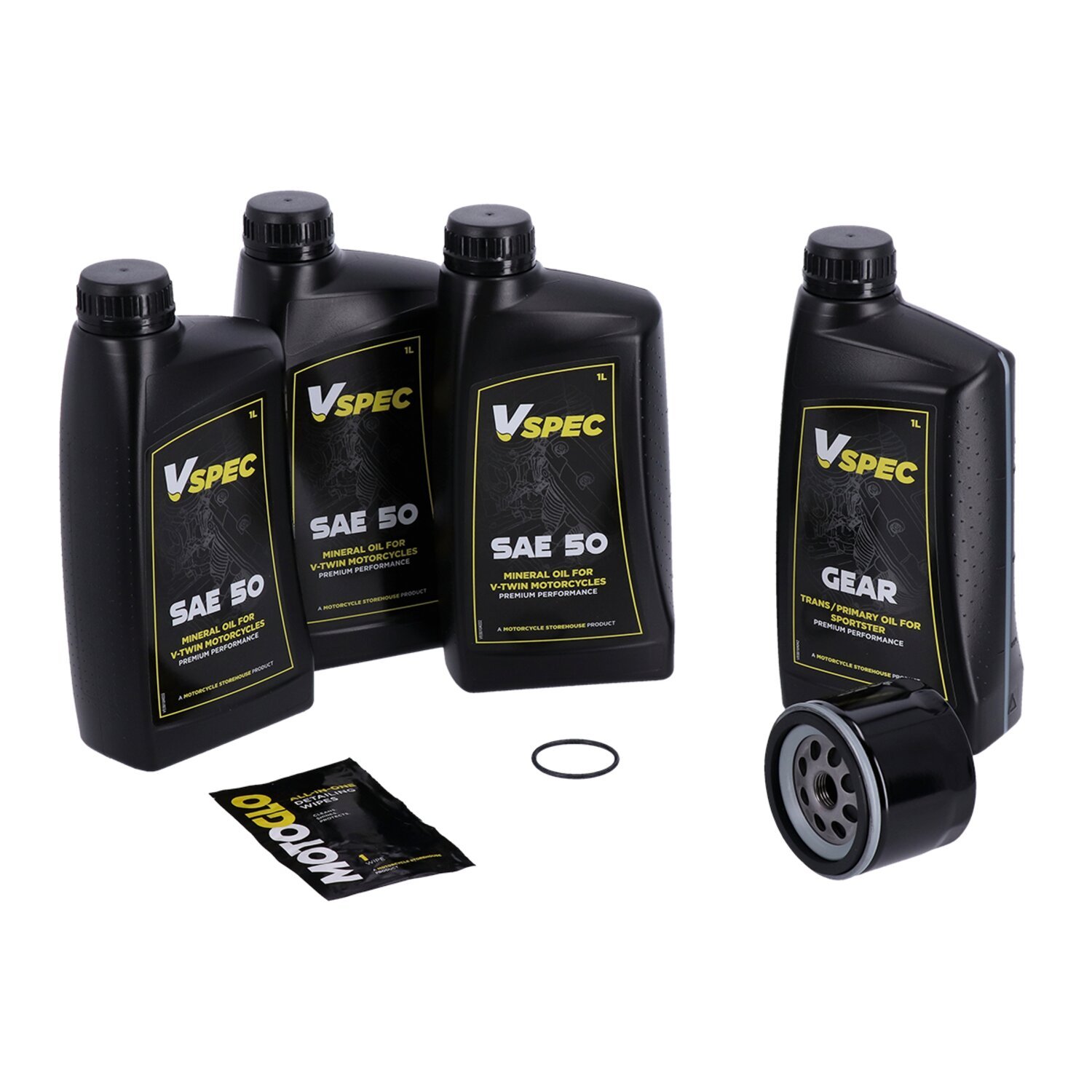 MCS Big Oil onderhoudsset 1980–vroeg 1984 XL Sportster, SAE 50 mineraal, zwart
