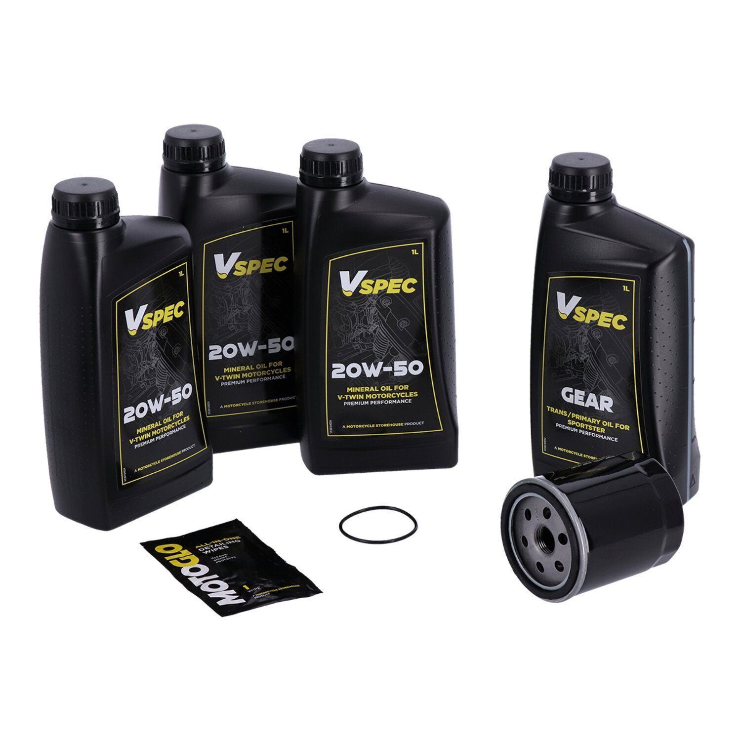 MCS Big Oil onderhoudsset 1986–2003 XL Sportster, SAE 20W50 mineraal, zwart
