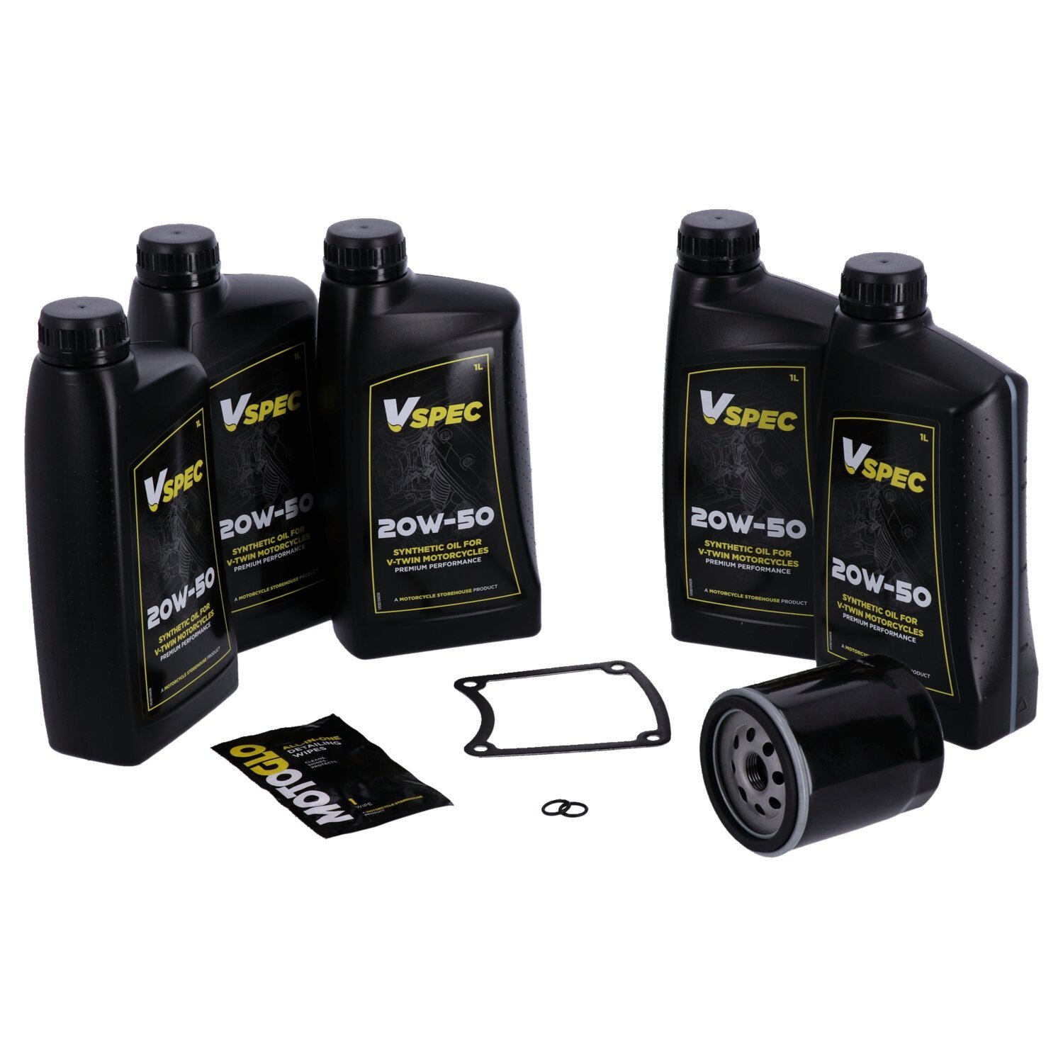 MCS Big Oil onderhoudsset 1999–2006 FLT/Touring, SAE 20W50 volsynthetisch, zwart