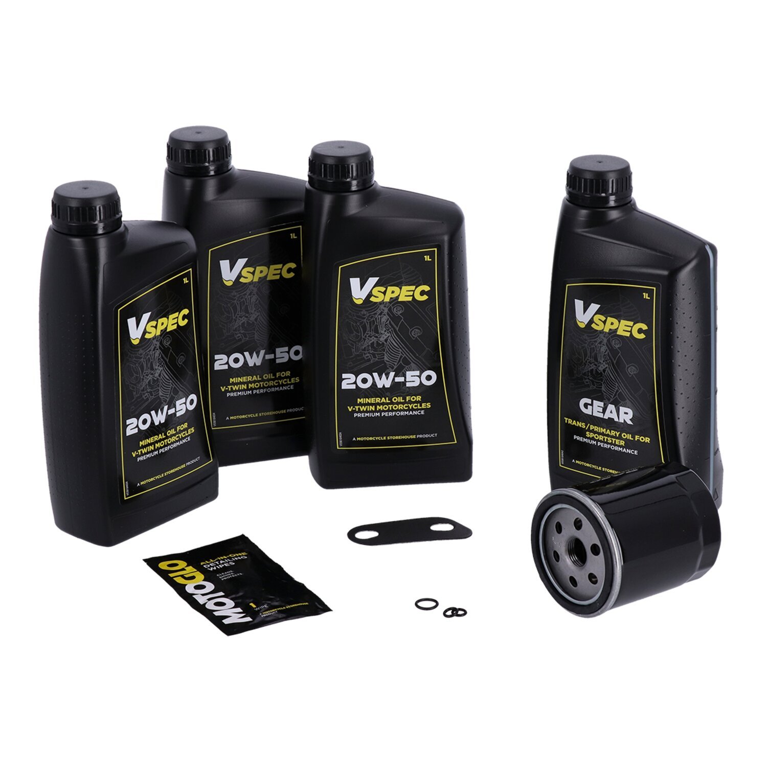 MCS Big Oil onderhoudsset 2004–2020 XL Sportster, SAE 20W50 mineraal, zwart