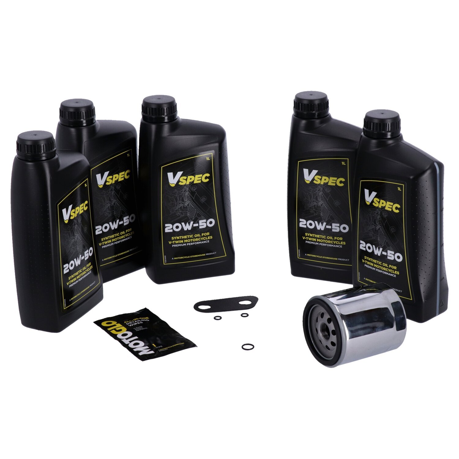 MCS Big Oil onderhoudsset 2004–2020 XL Sportster, SAE 20W50 volsynthetisch, chroom