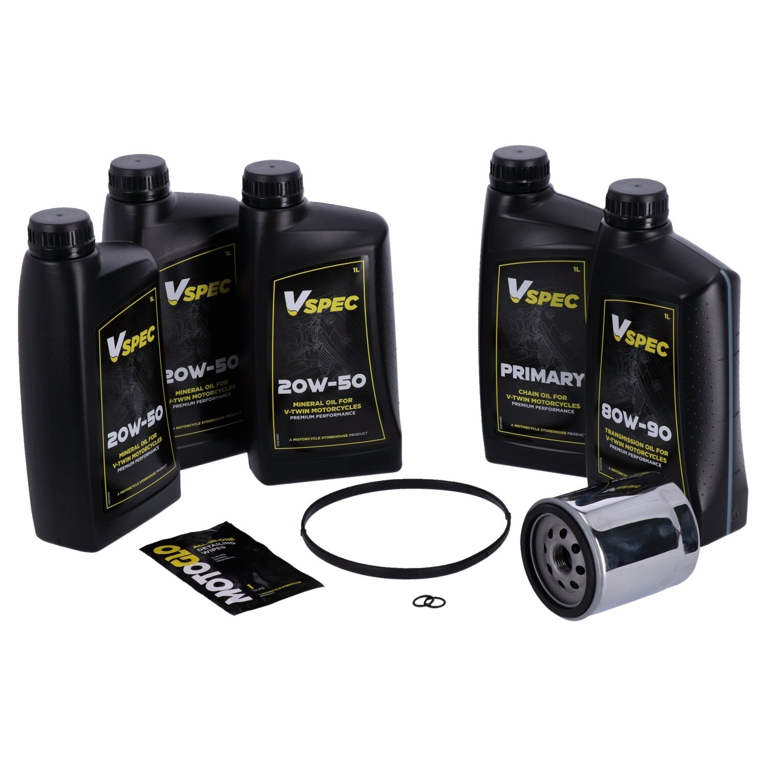 MCS Big Oil onderhoudsset 2006–2017 Dyna / 2007–2017 Softail, SAE 20W50 mineraal, chroom