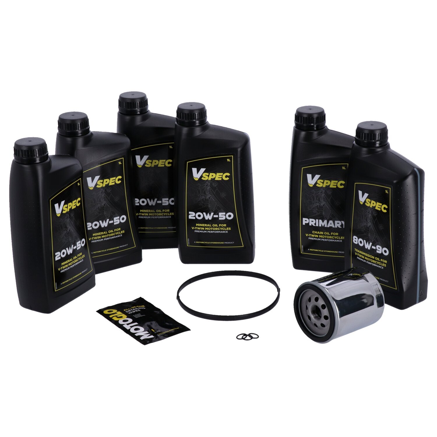 MCS Big Oil onderhoudsset 2007–2016 FLT/Touring / 2009–2016 Trike, SAE 20W50 mineraal, chroom