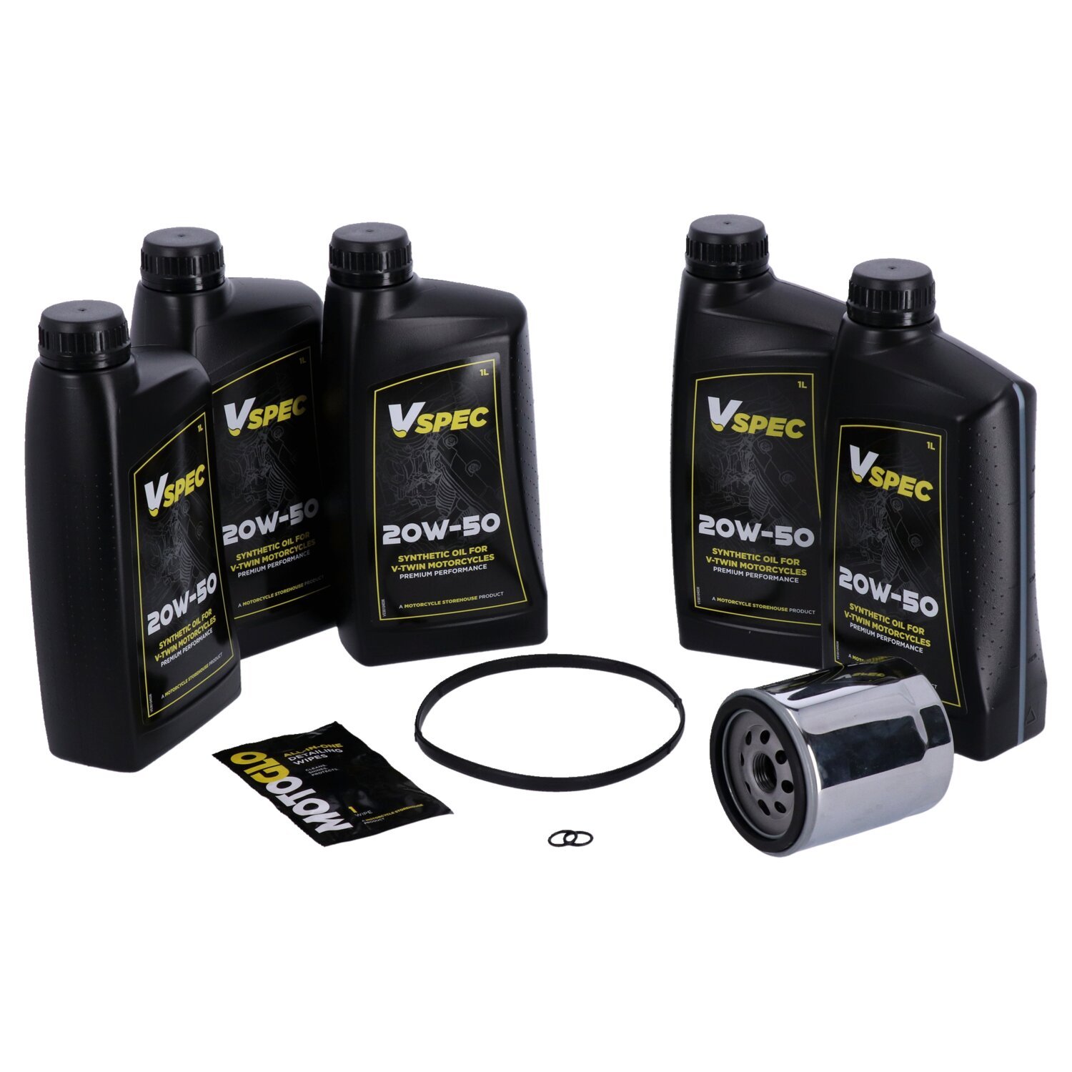 MCS Big Oil onderhoudsset 2007–2017 Softail / 2006–2017 Dyna, SAE 20W50 volsynthetisch, chroom