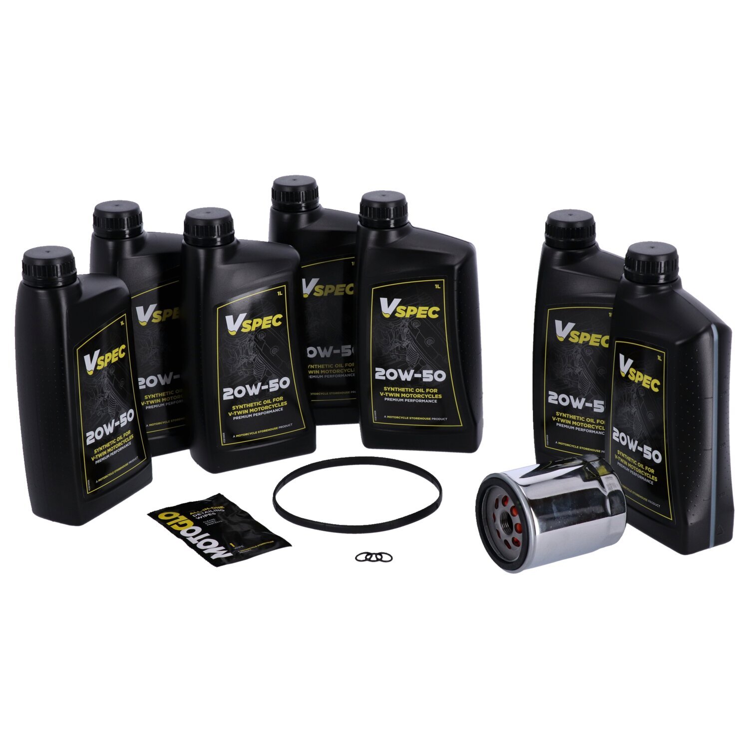 MCS Big Oil onderhoudsset 2017–2026 FLT/Touring / 2017–2026 Trikes, SAE 20W50 volsynthetisch, chroom