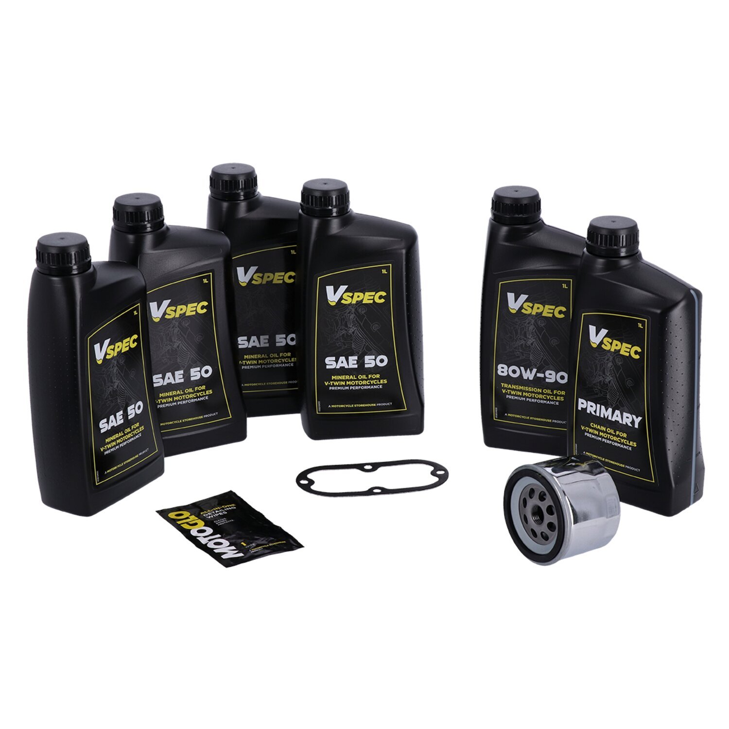MCS Big Oil onderhoudsset laat 1982–1984 FL Shovelhead / 1982–1984 FX Shovelhead, SAE 50 mineraal, chroom