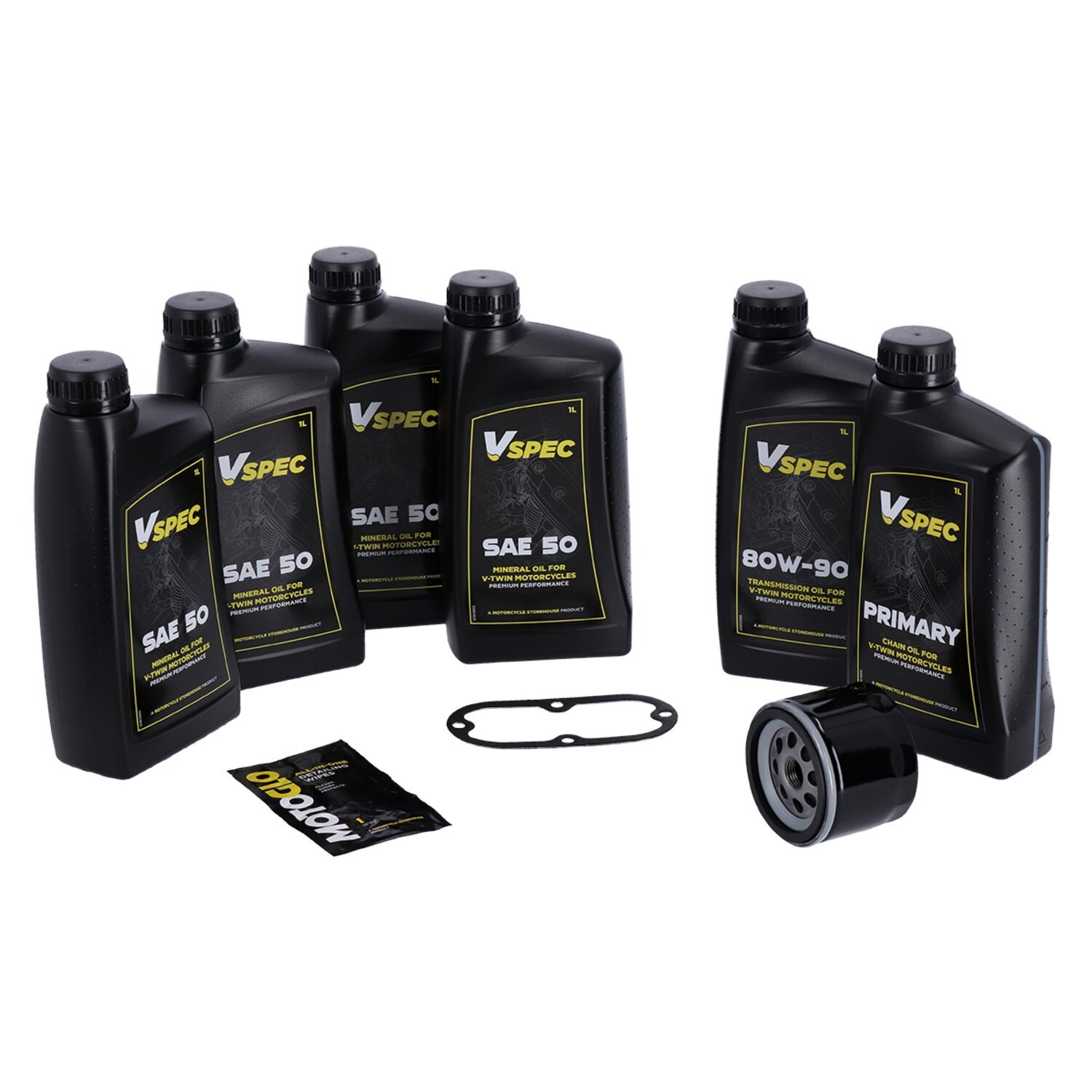 MCS Big Oil onderhoudsset laat 1982–1984 FL Shovelhead / 1982–1984 FX Shovelhead, SAE 50 mineraal, zwart