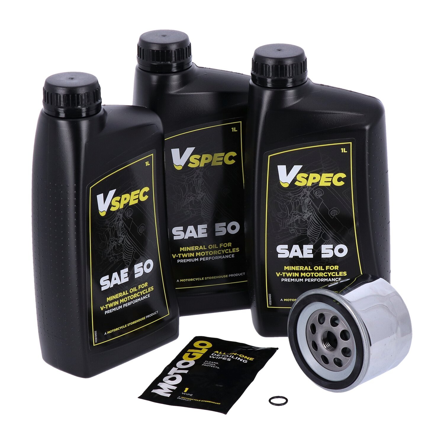 MCS motorolie-onderhoudsset 1980–vroeg 1984 XL Sportster, SAE 50 mineraal, chroom