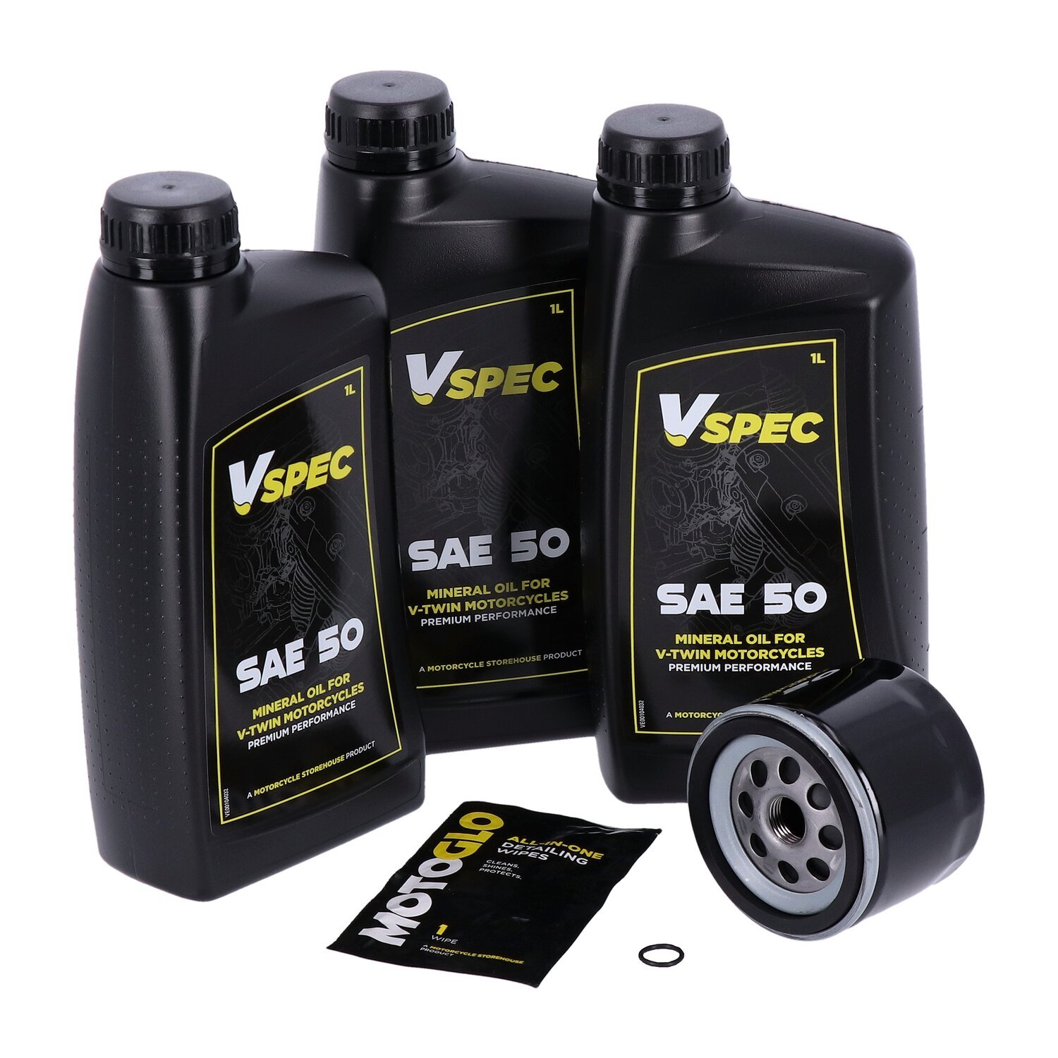 MCS motorolie-onderhoudsset 1980–vroeg 1984 XL Sportster, SAE 50 mineraal, zwart