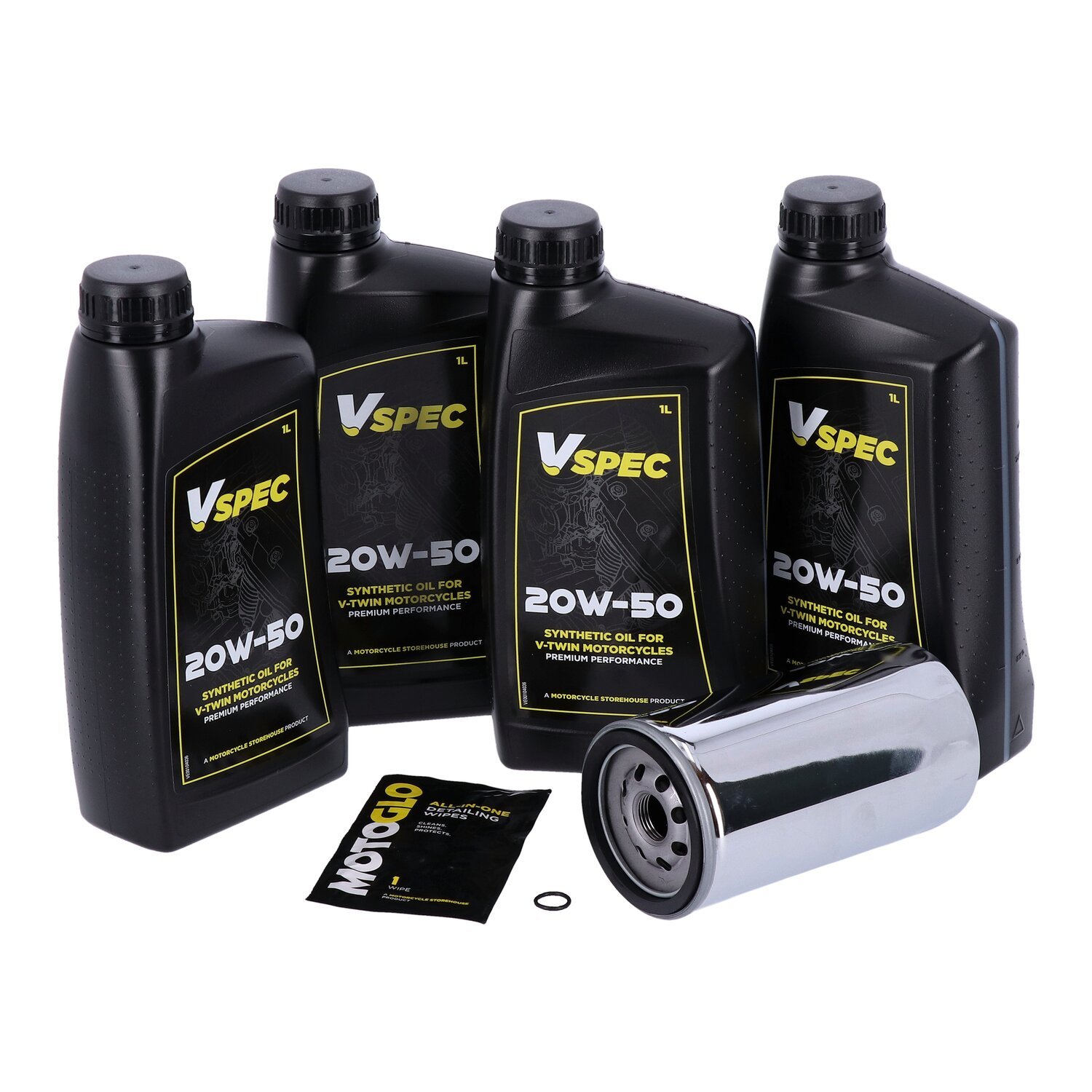 MCS motorolie-onderhoudsset 1991–1998 Dyna, SAE 20W50 volsynthetisch, chroom