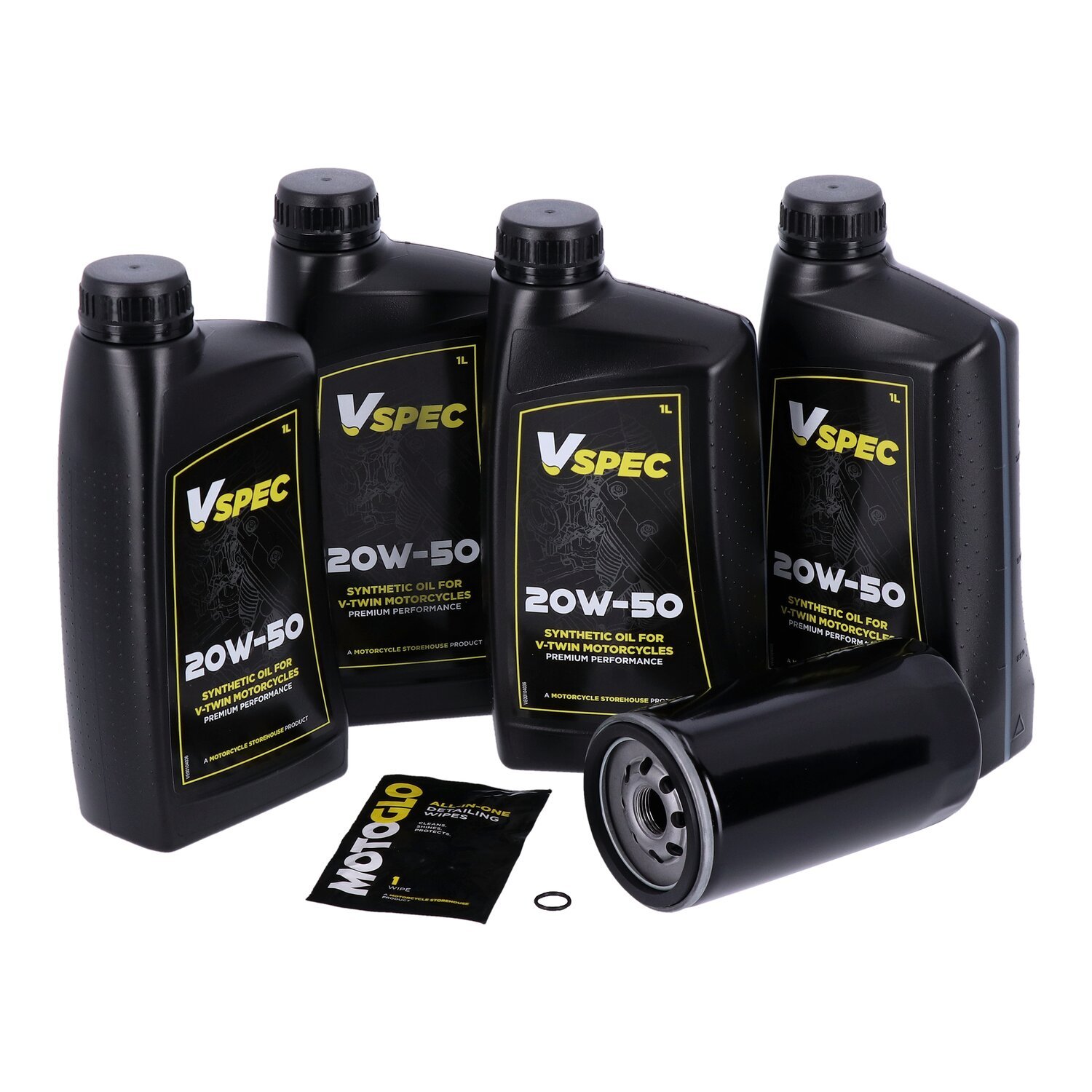 MCS motorolie-onderhoudsset 1991–1998 Dyna, SAE 20W50 volsynthetisch, zwart
