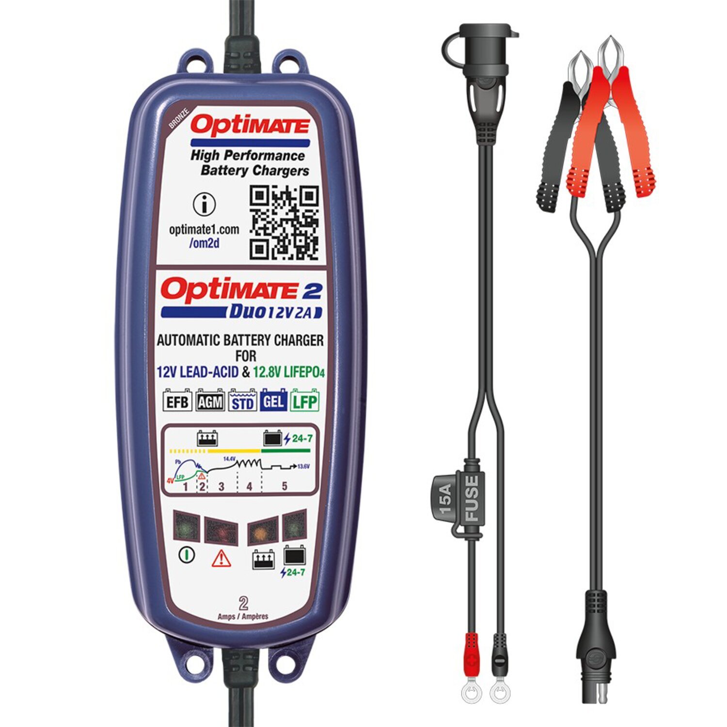 OptiMate 2 Duo acculader 12V / 12,8V 2A – brons – miniatuur 4