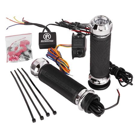 Performance Machine Apex verwarmde handvatten – chroom, e-throttle – miniatuur 2